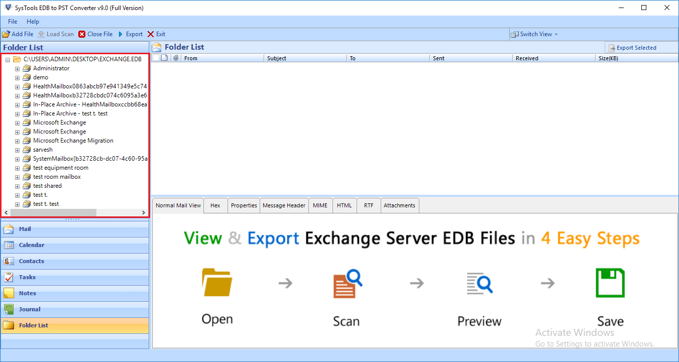 Select and Add EDB File to Export