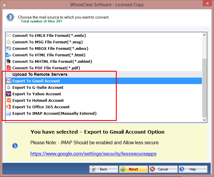 Select Email file which you want to convert