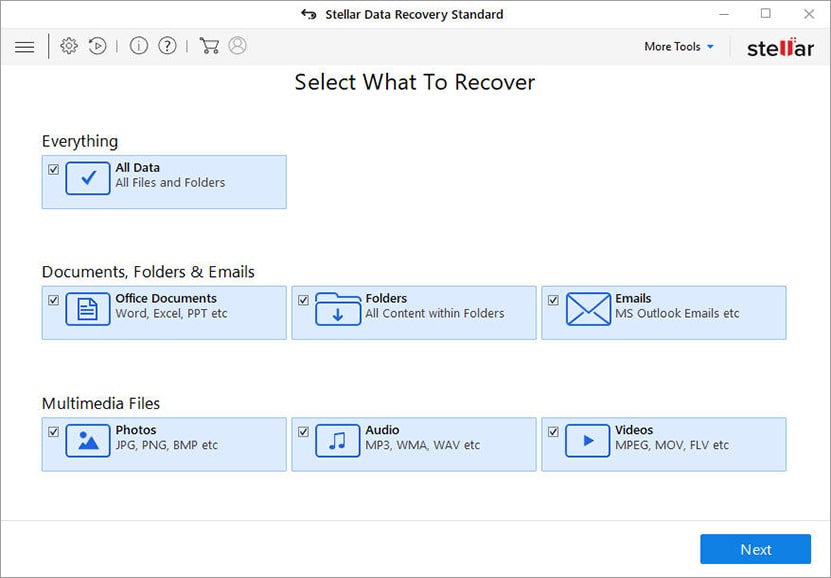 File recovery Tool - Software Interface