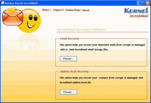 IncrediMail Recovery Tool - User Interface