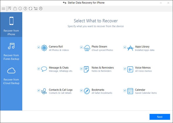 iPhone Data recovery - User Interface