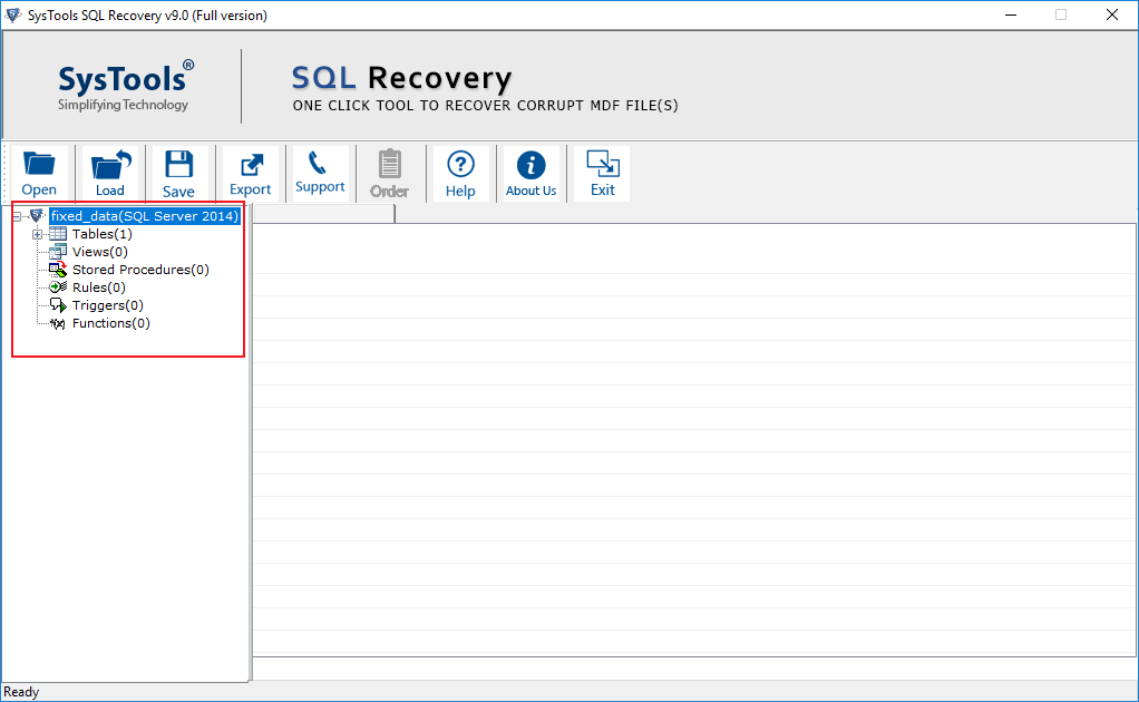 Show preview of recoverable SQL database files on software interface