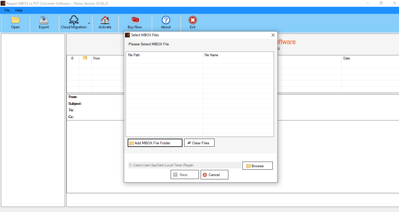 MBOX File Converter - Step 1