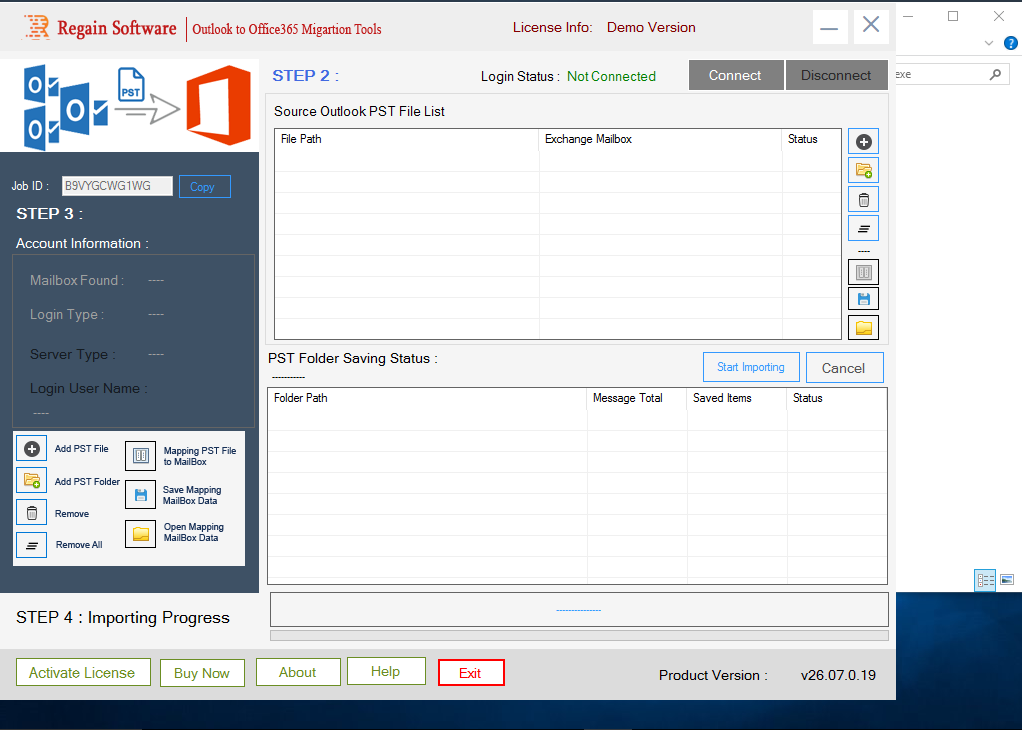 Import PST to Office 365 tool - Step 1