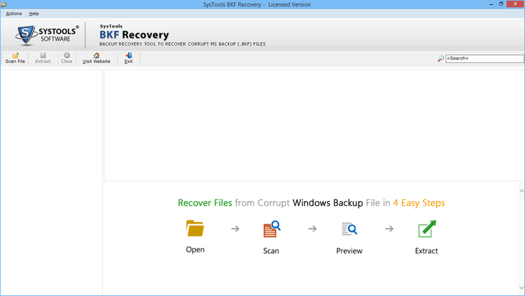 BKF Recovery Tool - User interface