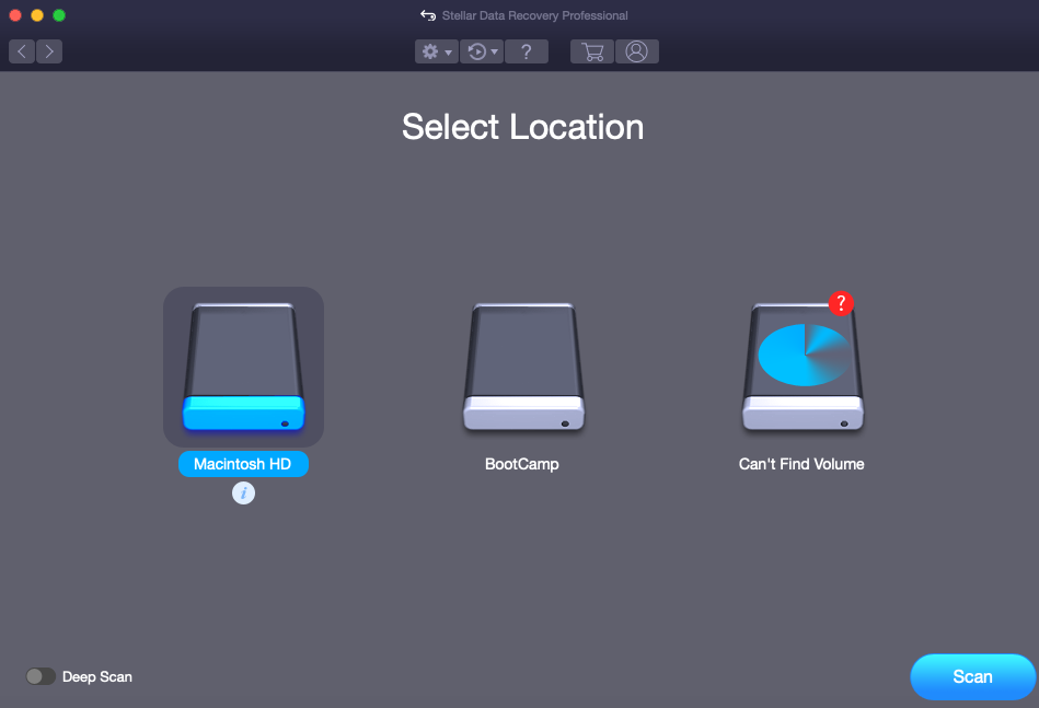 Select Mac drive for scanning