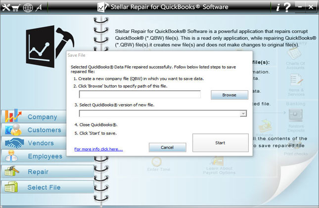 Select the destination location to save QuickBooks files